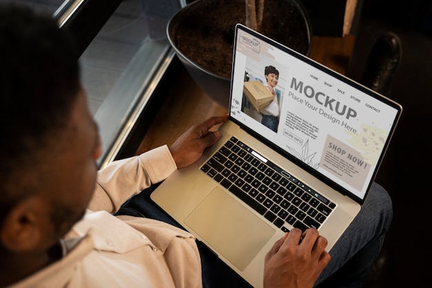 Close up on online shopping concept mockup