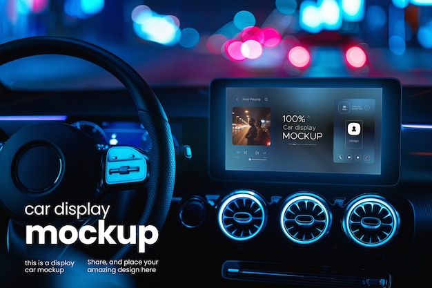Close-up op auto scherm mockup
