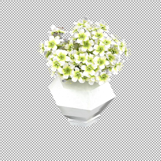Close-up op bloem in een vaas in 3D-rendering