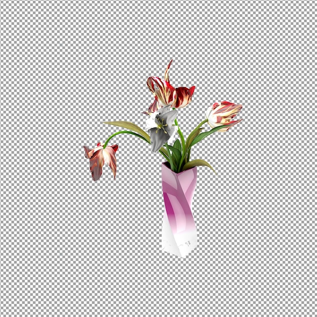 Close-up op bloem in een vaas in 3d-rendering