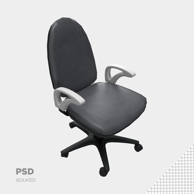 Close-up op bureaustoel 3d geïsoleerde premium psd