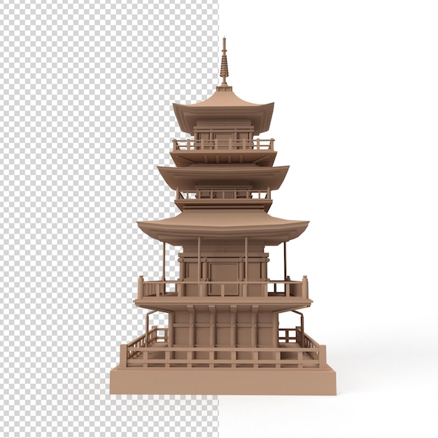 close-up op chinese tempel 3d geïsoleerd premium psd