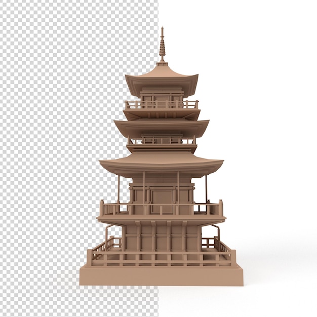 PSD close-up op chinese tempel 3d geïsoleerd premium psd