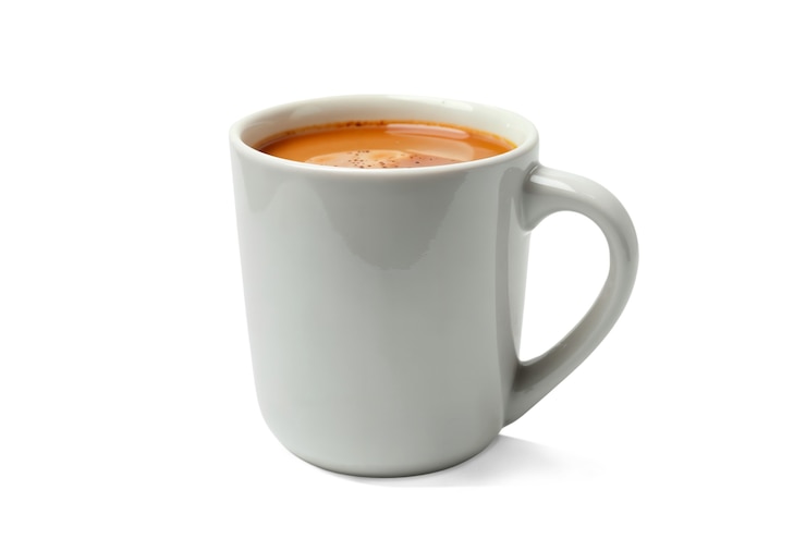 PSD close-up op een geïsoleerde koffiekop