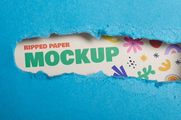 PSD close-up op gescheurd papier mockup