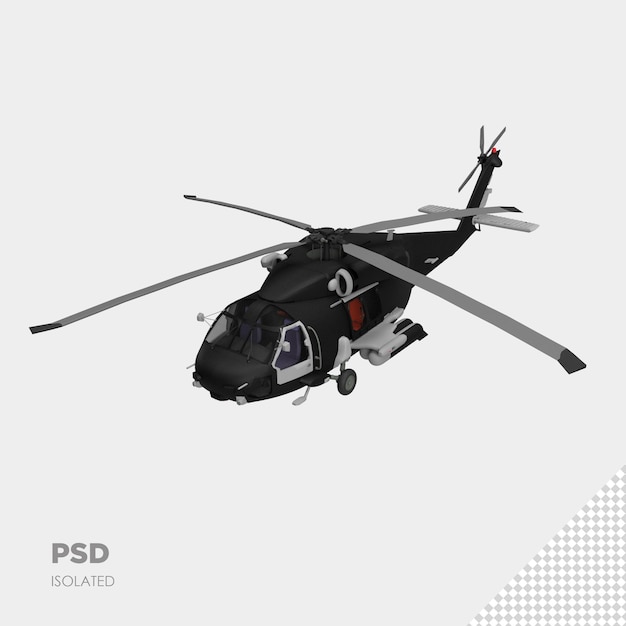 close-up op helikopter 3d geïsoleerd premium psd