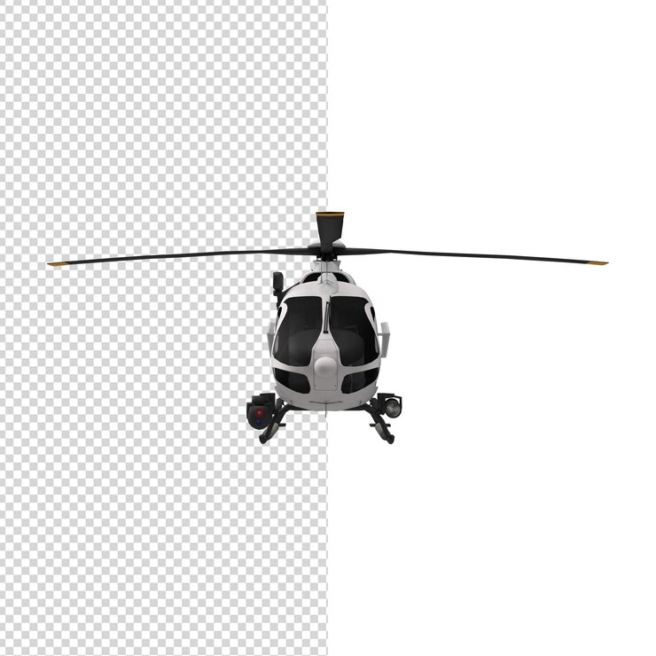Close-up op helikopter geïsoleerd premium psd