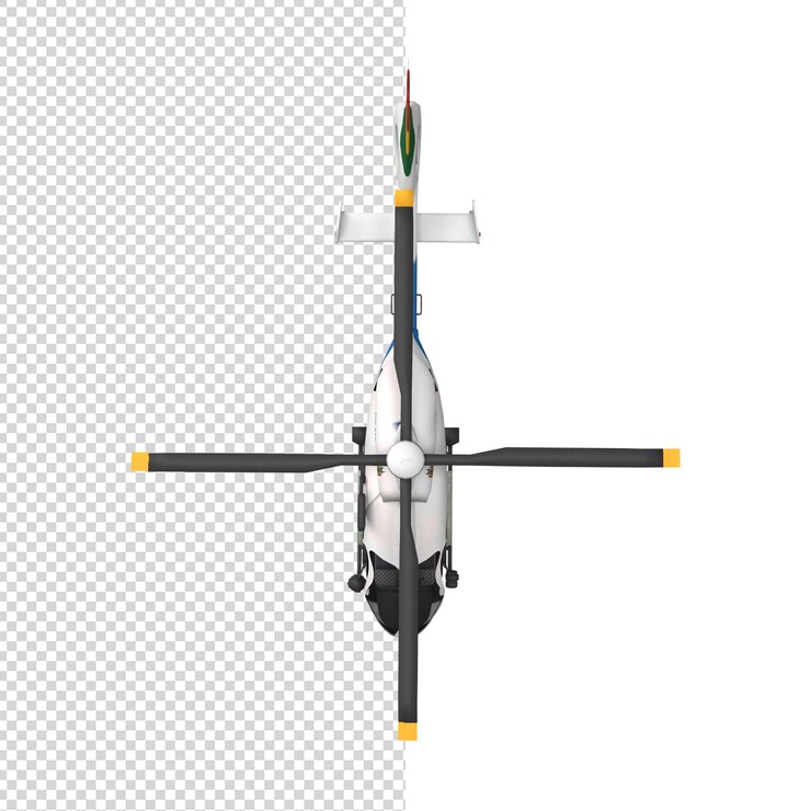 Close-up op helikopter geïsoleerd premium psd