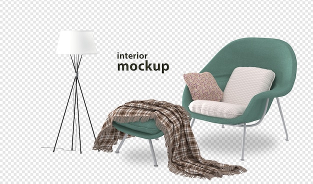 Close-up op interieur mockup 3d-rendering