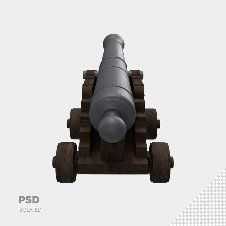 Close-up op kanon 3d geïsoleerde premium psd