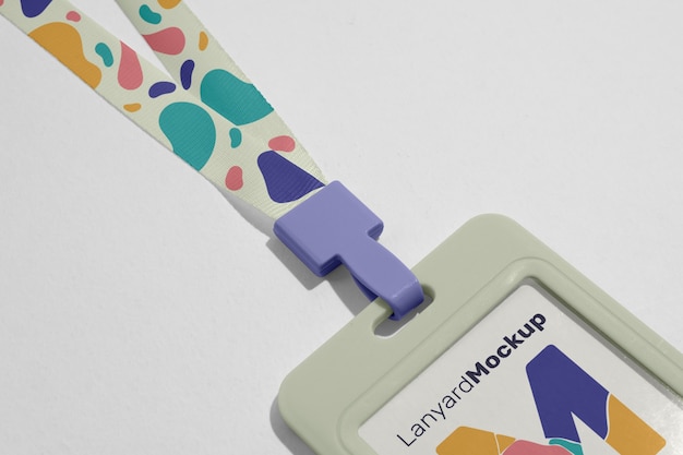 PSD close-up op lanyard mockup ontwerp