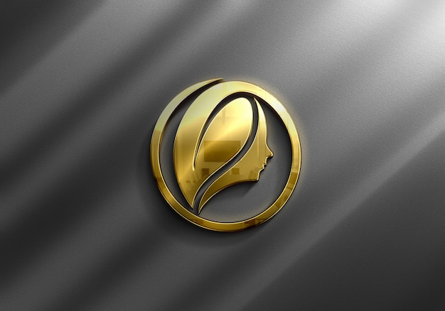 Close-up op luxe gouden logo-mockup