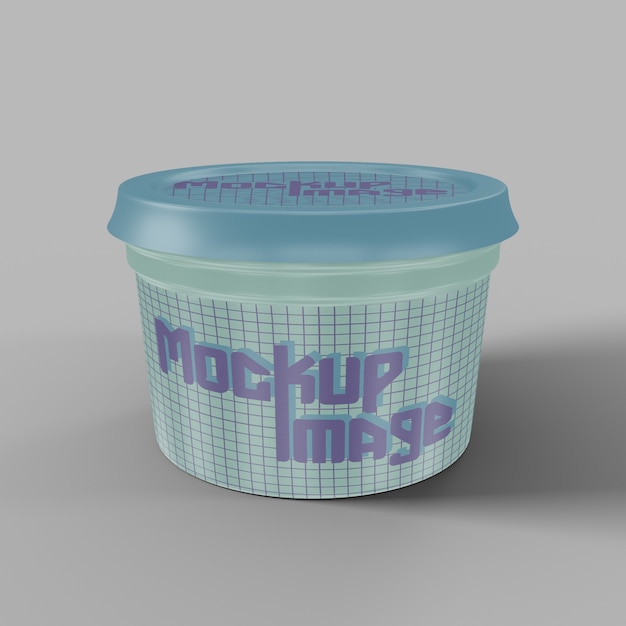 Close-up op matte plastic container mockup