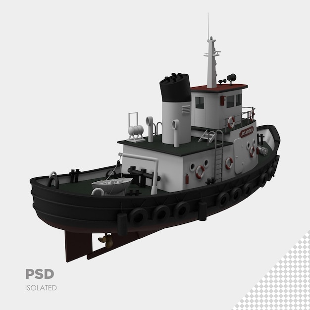 close-up op schip 3d geïsoleerd premium psd