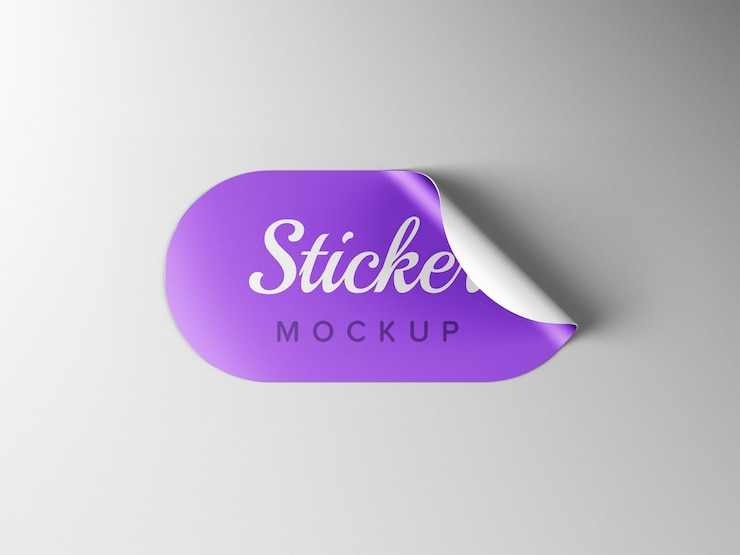PSD close-up op sticker mockup geïsoleerd