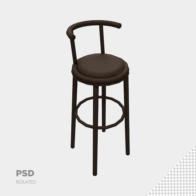 PSD close-up op stoel 3d geïsoleerde premium psd