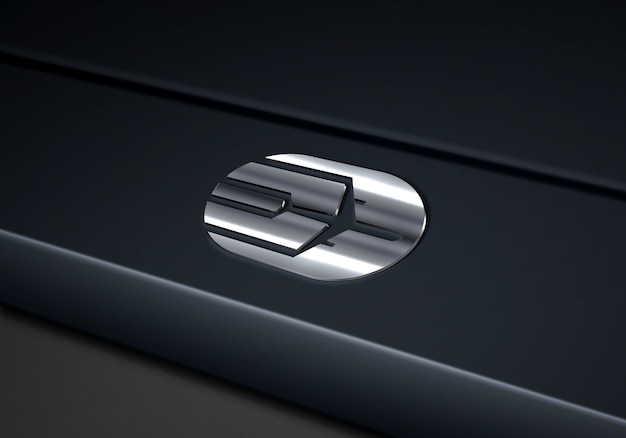 Close-up op Tech Silver Logo Mockup