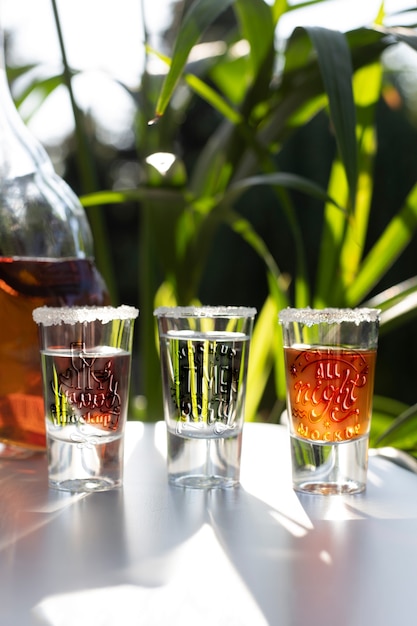 Close-up op tequila borrelglas mockup
