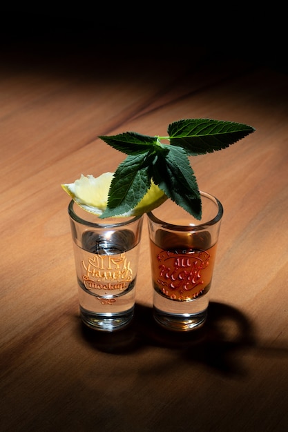 PSD close-up op tequila shot glas mockup