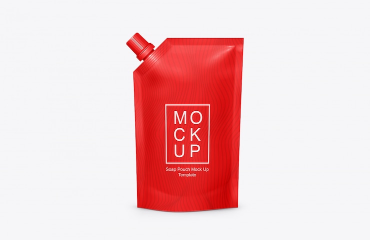 Close-up op uitloop Pouch Mockup geïsoleerd