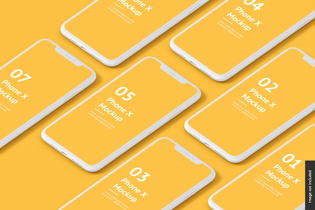 Close-up op verschillende telefoons Mockup