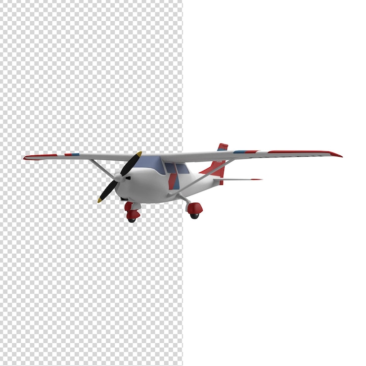 Close-up op vliegtuig geïsoleerd premium psd