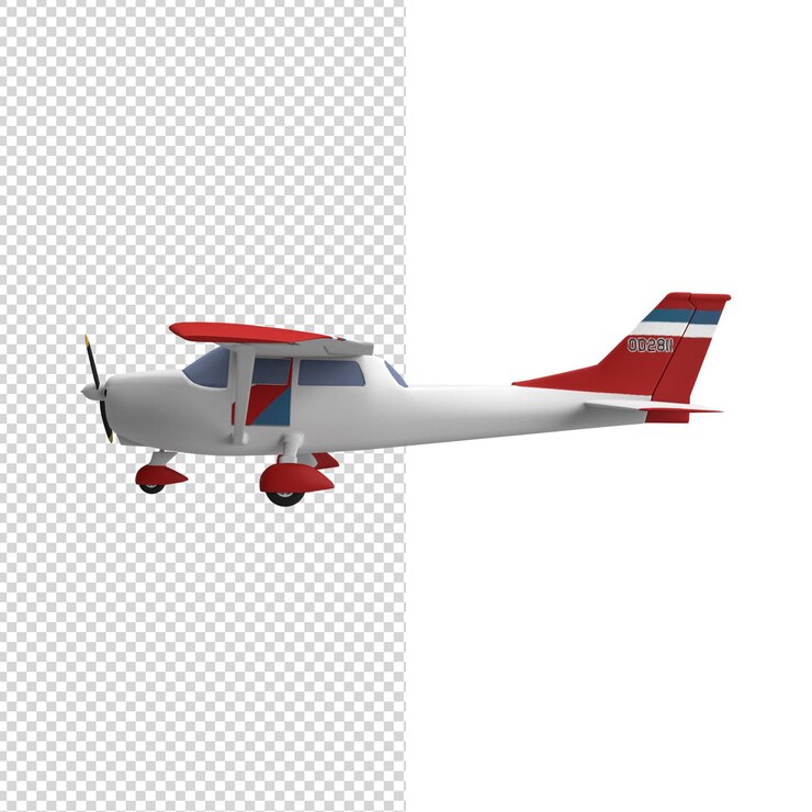 Close-up op vliegtuig geïsoleerd premium psd