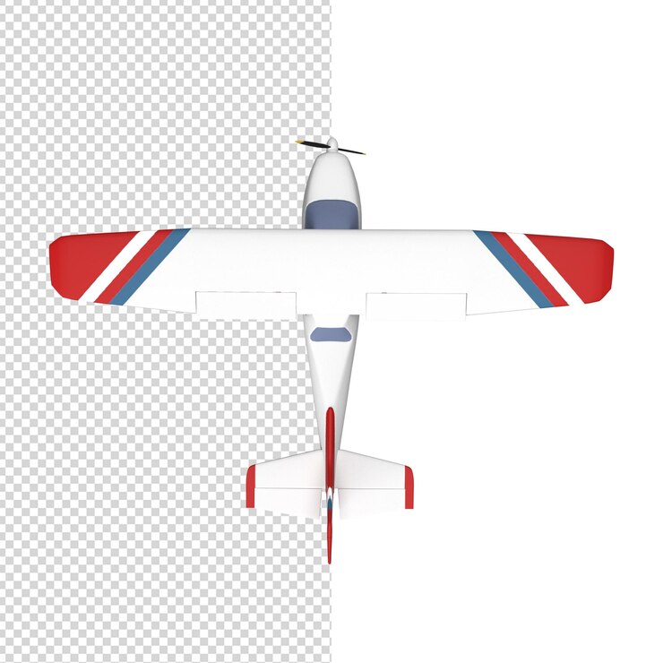 Close-up op vliegtuig geïsoleerd premium psd