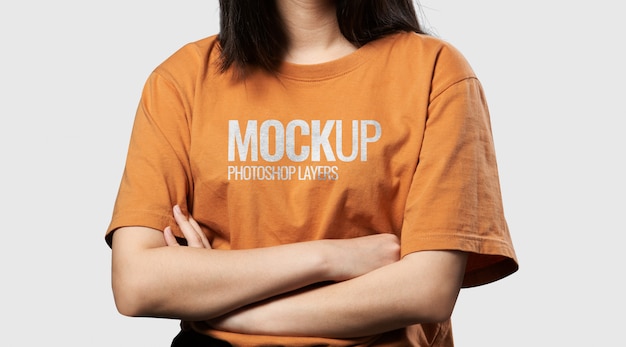 PSD close up orange t-shirt