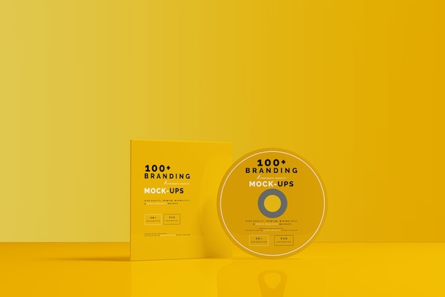 PSD primo piano sulla confezione del disco cd e del manicotto mockup