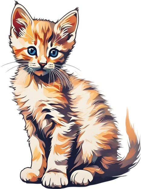 PSD close up painting of a cute kitten