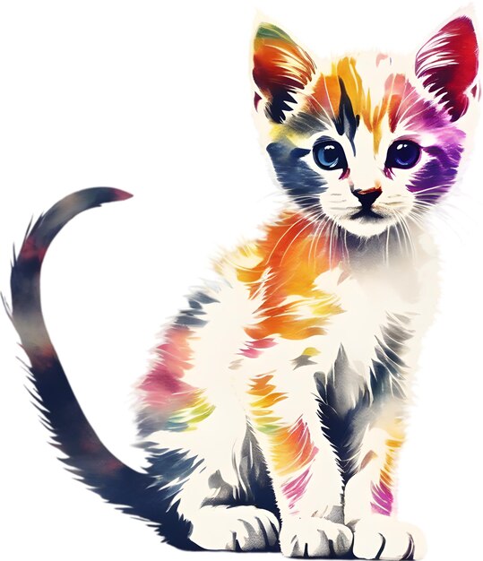 PSD close up painting of a cute kitten