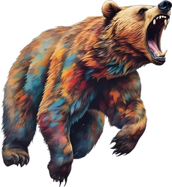 PSD close up painting of a ferocious bear