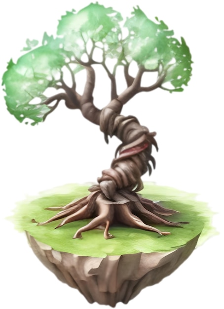 PSD close up painting of a tiny yggdrasil