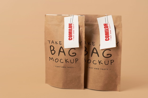 Close up on paper bag mockup