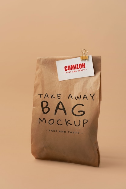 PSD close up on paper bag mockup