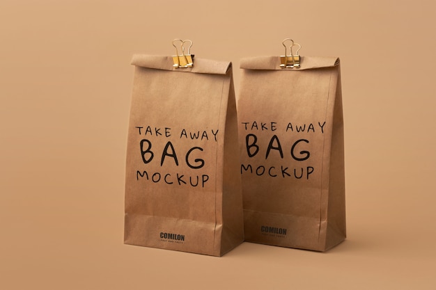 PSD close up on paper bag mockup