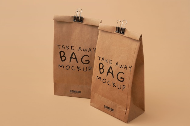 Close up on paper bag mockup