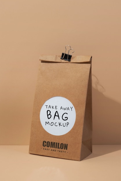 Close up on paper bag mockup