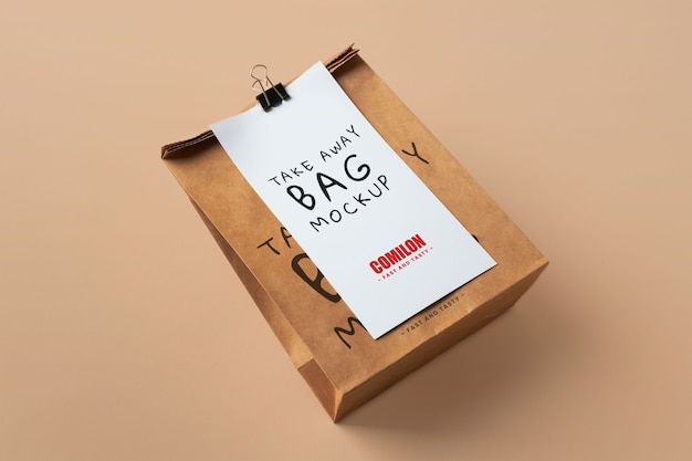 PSD close up on paper bag mockup