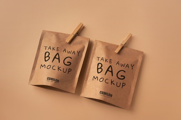 PSD close up on paper bag mockup