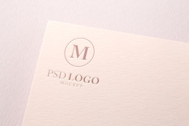 PSD close-up of paper pressed logo mock-up