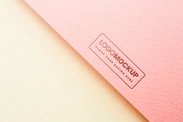 PSD close-up of paper pressed logo mock-up