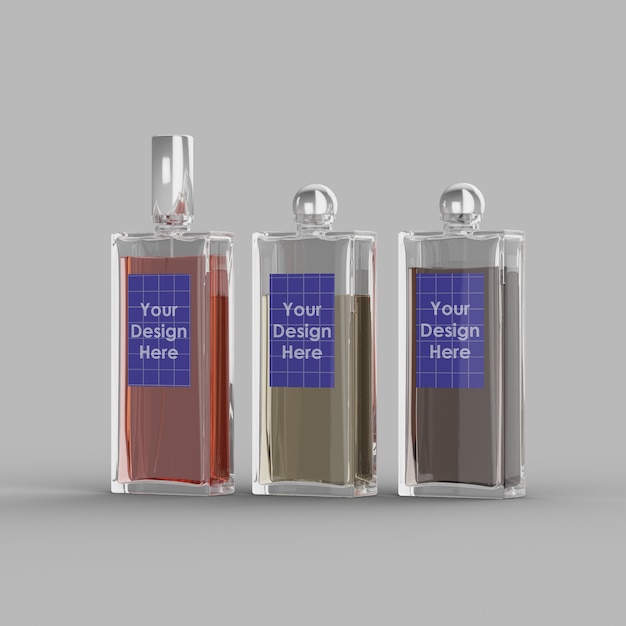 Close up on perfume bottles mockup isolated