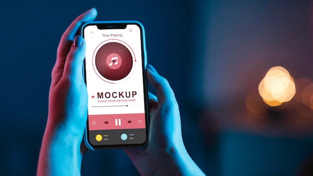close up on person with phone mockup