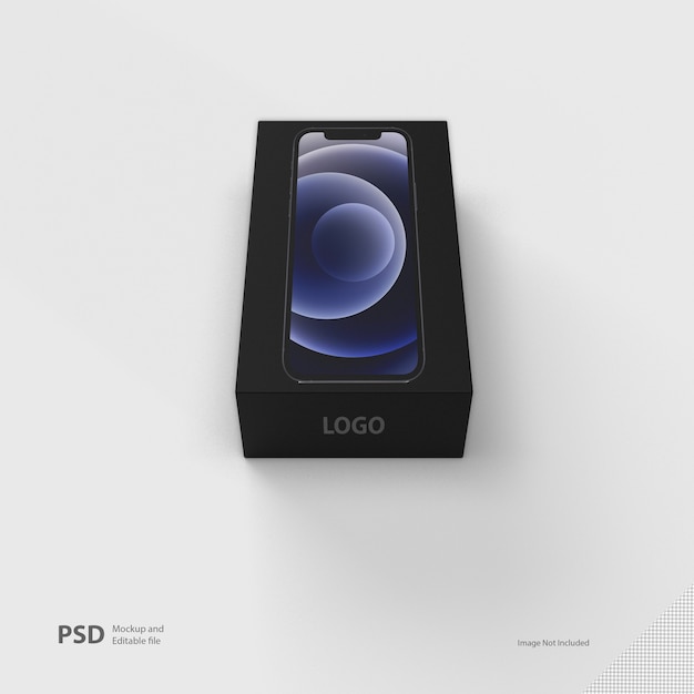 Close up sul telefono box mockup isolato