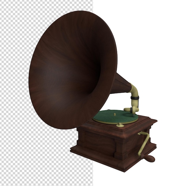 Close up on phonograph 3d isolated premium psd