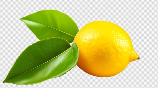 Close up photo of fresh and tasty yellow lemon without background with transparent layer inside