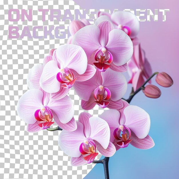 PSD close up photo of pink doritaenopsis flowers transparent background