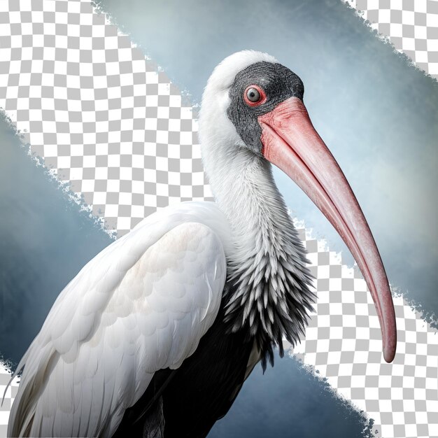 Close up photo of a white ibis transparent background